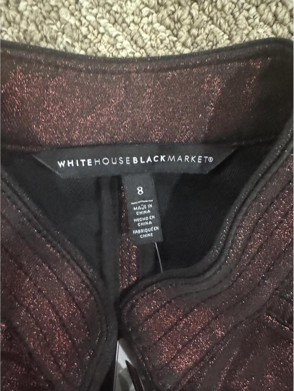 Women’s White House Black Market Black and Red Light Zip Jacket Size 8 NWT - Picture 2 of 3